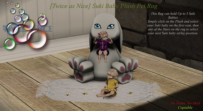 Second Life Marketplace - [Twice as Nice] Suki Baby Bunny Plush Pet Rug